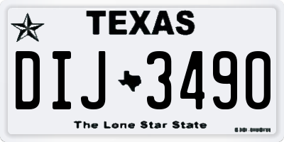 TX license plate DIJ3490