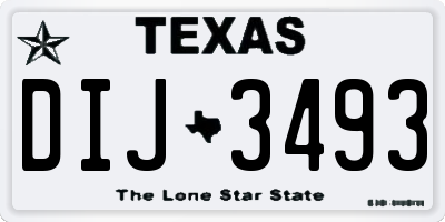 TX license plate DIJ3493