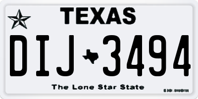 TX license plate DIJ3494