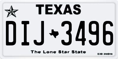 TX license plate DIJ3496