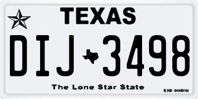 TX license plate DIJ3498
