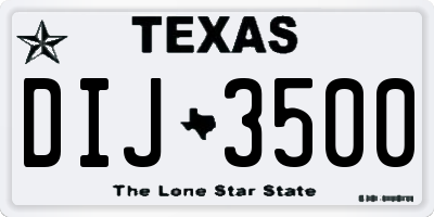 TX license plate DIJ3500