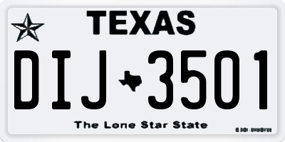 TX license plate DIJ3501