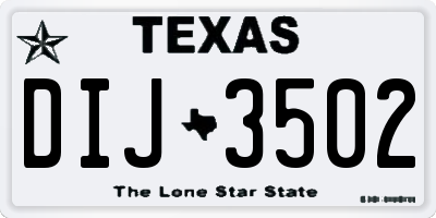 TX license plate DIJ3502