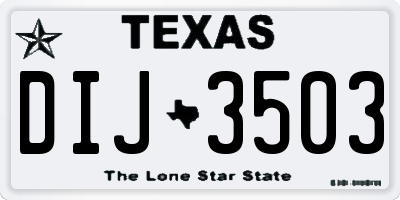 TX license plate DIJ3503