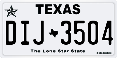 TX license plate DIJ3504