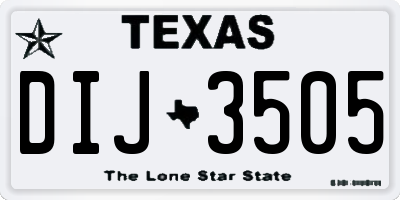 TX license plate DIJ3505