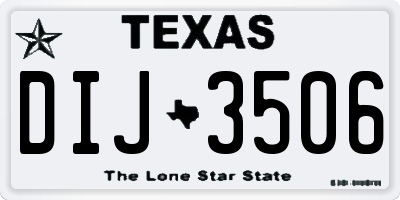 TX license plate DIJ3506