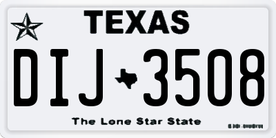 TX license plate DIJ3508