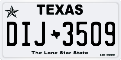 TX license plate DIJ3509
