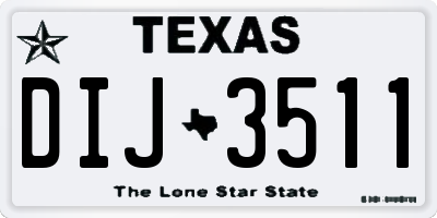 TX license plate DIJ3511