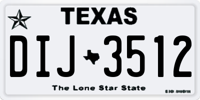 TX license plate DIJ3512