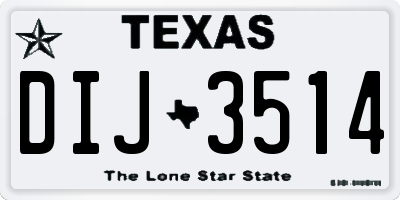 TX license plate DIJ3514