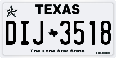 TX license plate DIJ3518