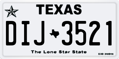 TX license plate DIJ3521
