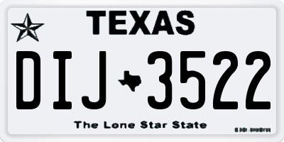 TX license plate DIJ3522