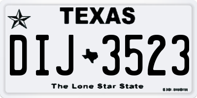 TX license plate DIJ3523