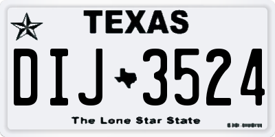TX license plate DIJ3524