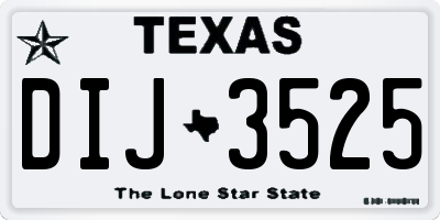 TX license plate DIJ3525