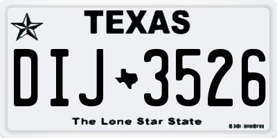 TX license plate DIJ3526