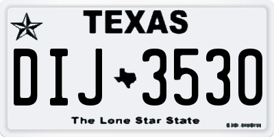 TX license plate DIJ3530
