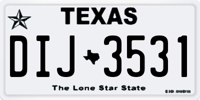 TX license plate DIJ3531