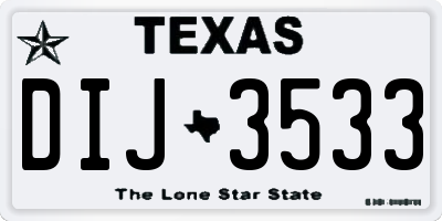 TX license plate DIJ3533