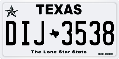 TX license plate DIJ3538