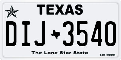TX license plate DIJ3540