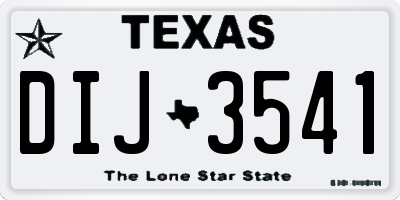 TX license plate DIJ3541