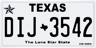 TX license plate DIJ3542