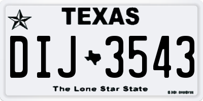 TX license plate DIJ3543