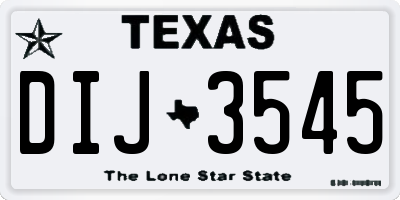 TX license plate DIJ3545
