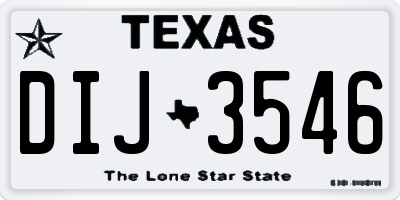 TX license plate DIJ3546