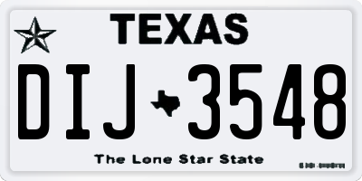 TX license plate DIJ3548