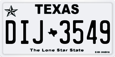 TX license plate DIJ3549
