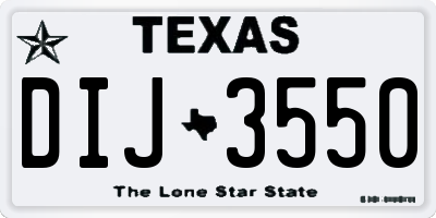 TX license plate DIJ3550