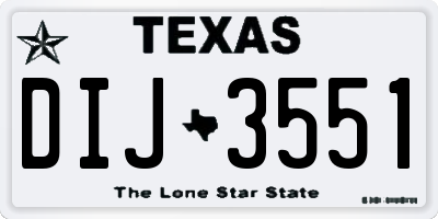 TX license plate DIJ3551