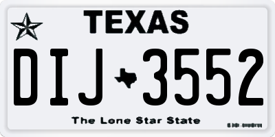 TX license plate DIJ3552