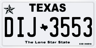 TX license plate DIJ3553