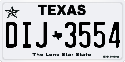 TX license plate DIJ3554