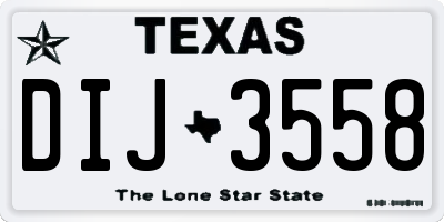 TX license plate DIJ3558