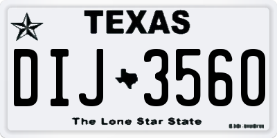 TX license plate DIJ3560
