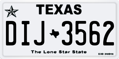 TX license plate DIJ3562
