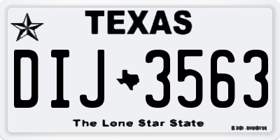 TX license plate DIJ3563