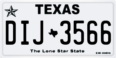 TX license plate DIJ3566
