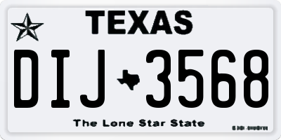 TX license plate DIJ3568