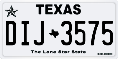 TX license plate DIJ3575