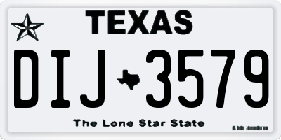 TX license plate DIJ3579