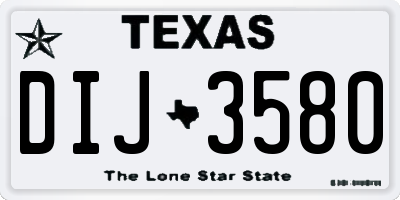 TX license plate DIJ3580
